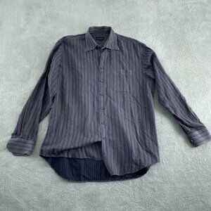 Scott Barber Mens Striped Button-Up Long Sleeve Shirt L 100% Cotton 4782